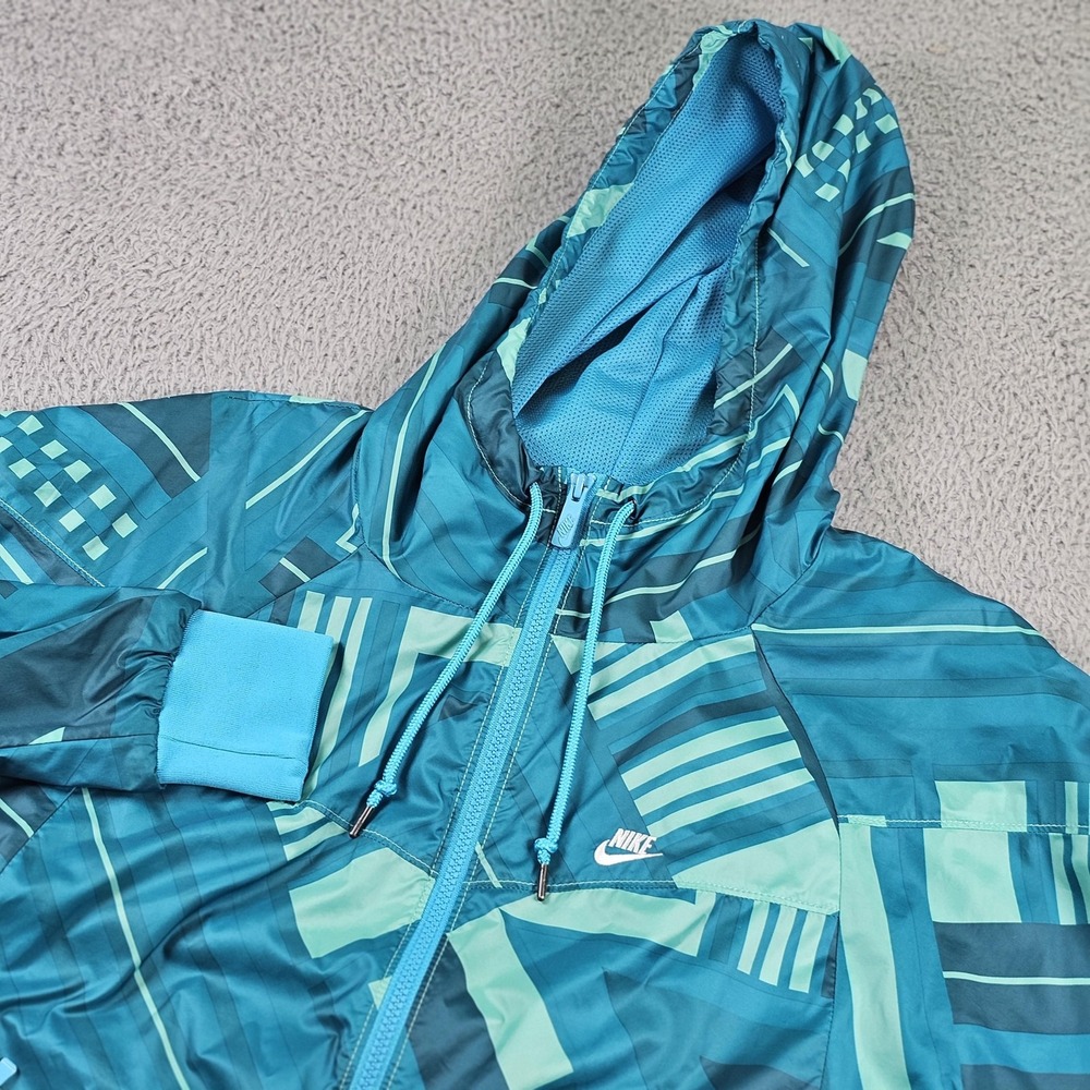 Nike Jacket Womens Medium Blue Hooded Windbreaker Sportswear Full Zip 373256-466
